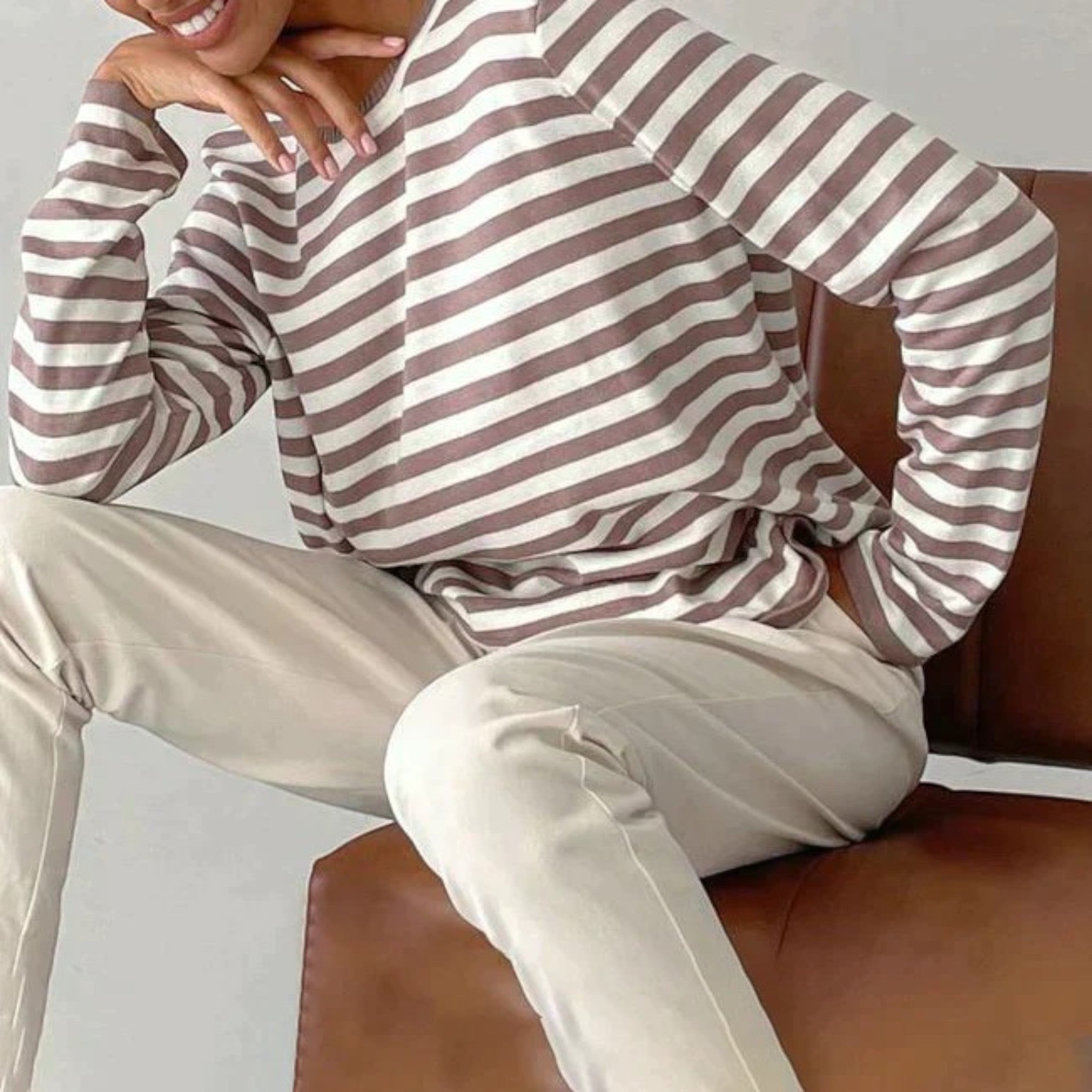 Leona | Klassiek Gestreept Shirt Met Lange Mouwen