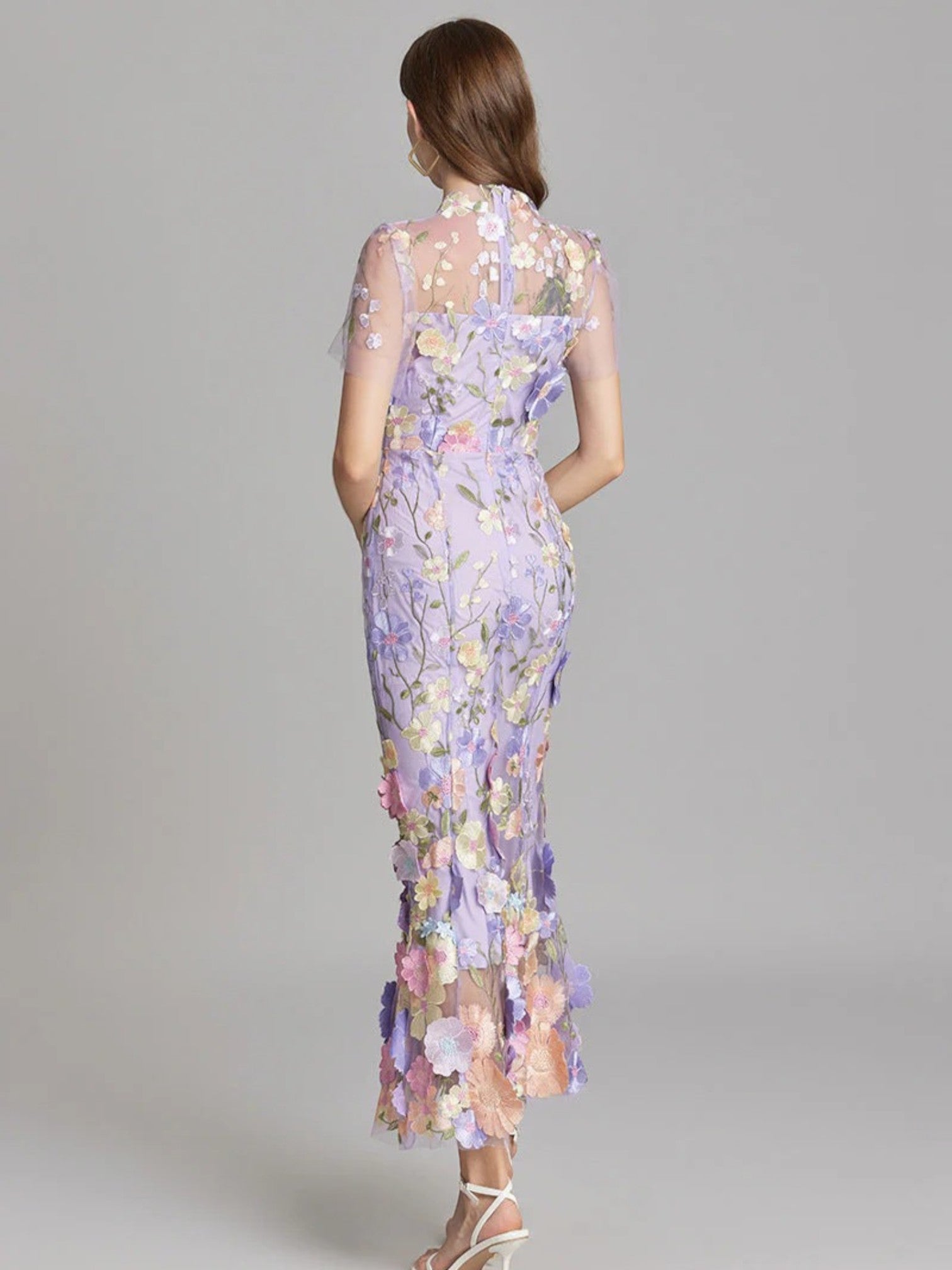 Claire | Bloemen Geborduurde Maxi Jurk