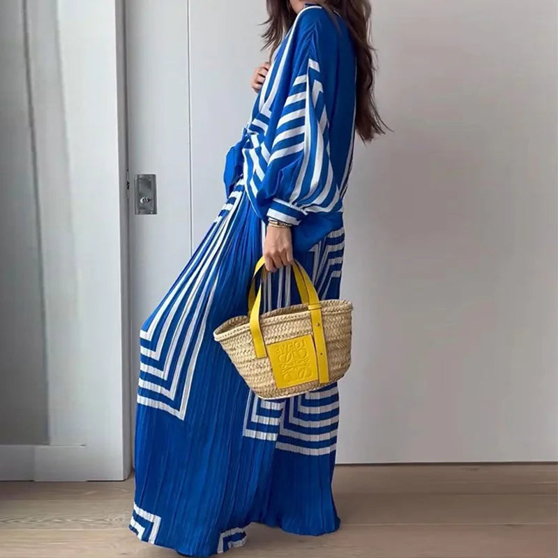 Boho Oversized Linnen Zomer Set Met Patroon