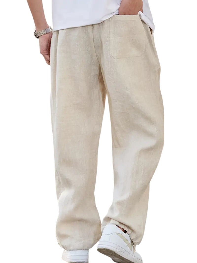 Heren Linnen Wijde Broek Met Stretch
