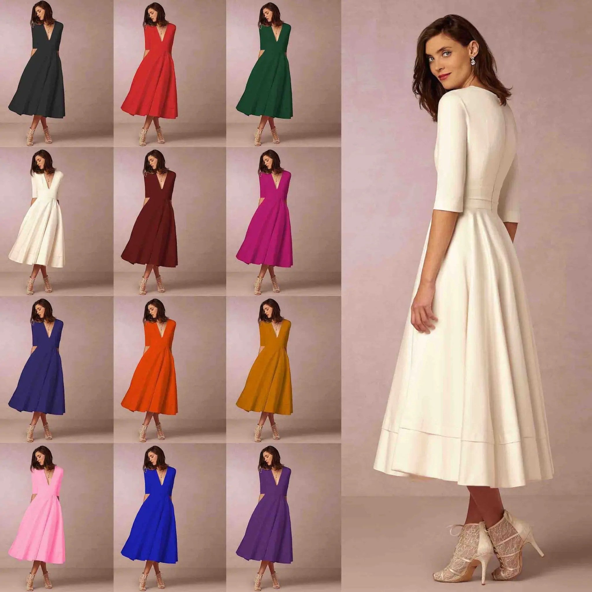 Delphine | Midi V-hals Jurk