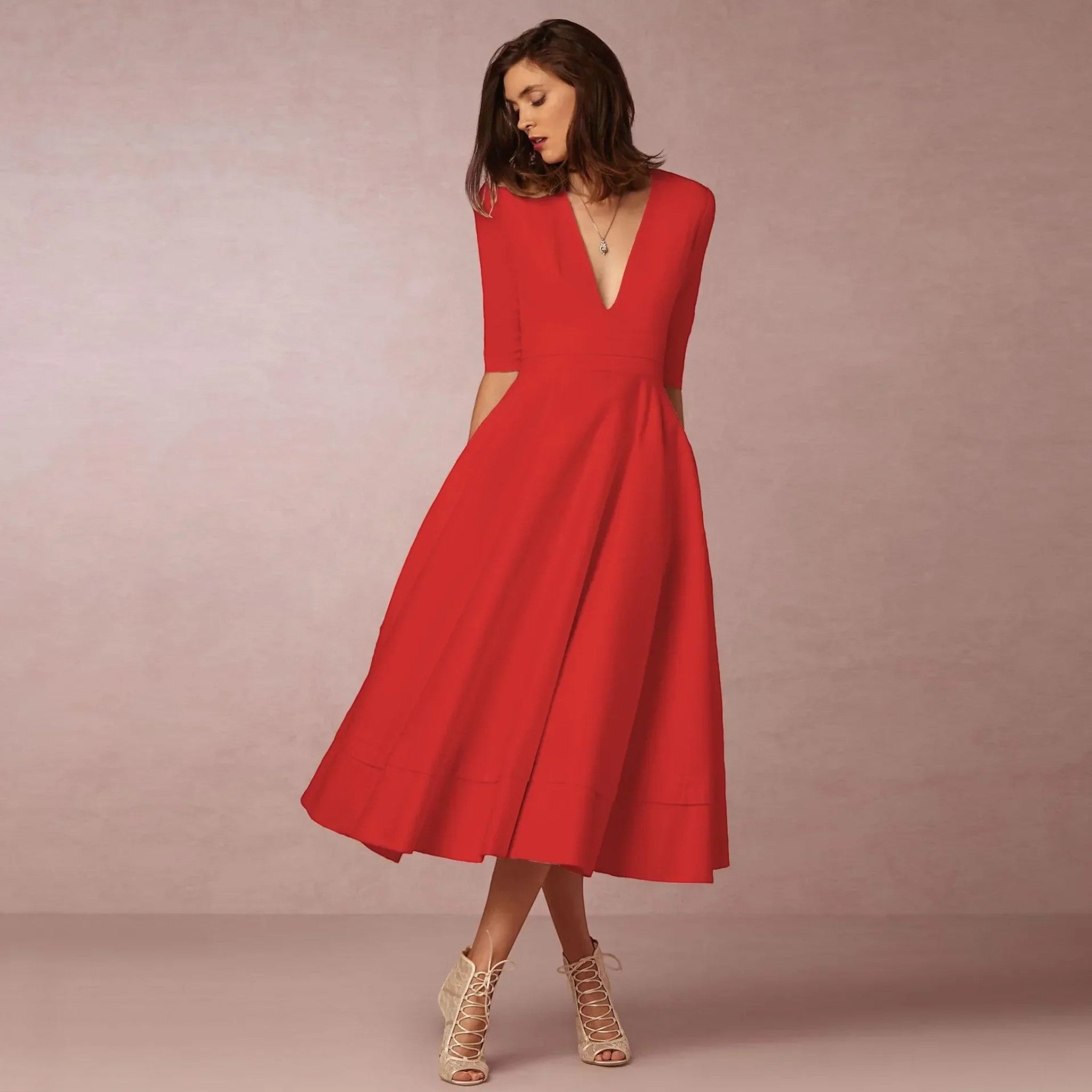Delphine | Midi V-hals Jurk