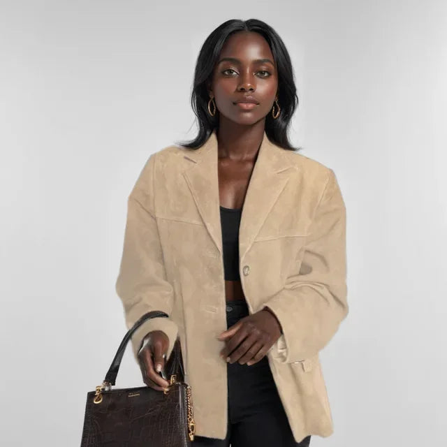 Suède Leren Blazer Bruin