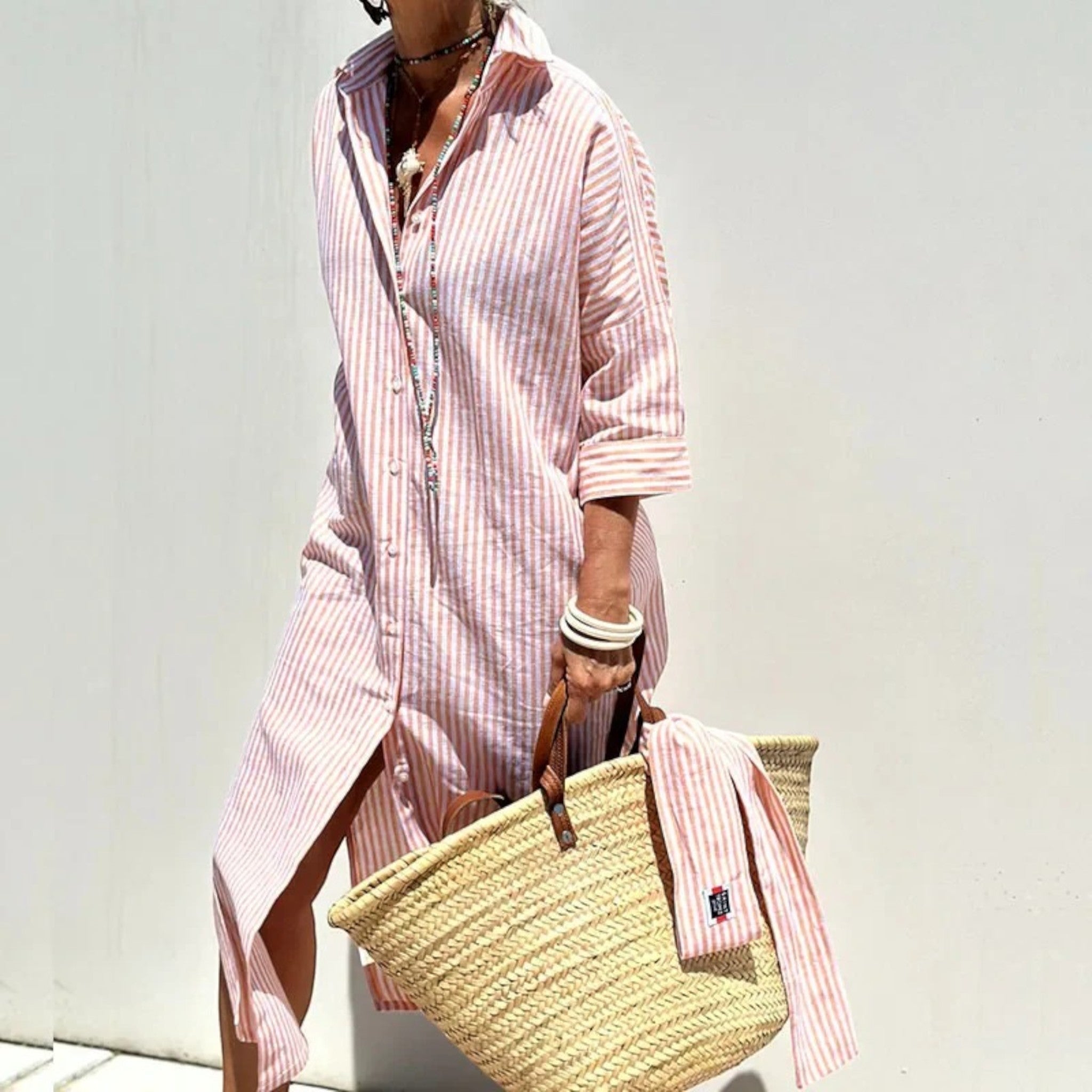 Leona | Gestreepte Maxi Blousejurk