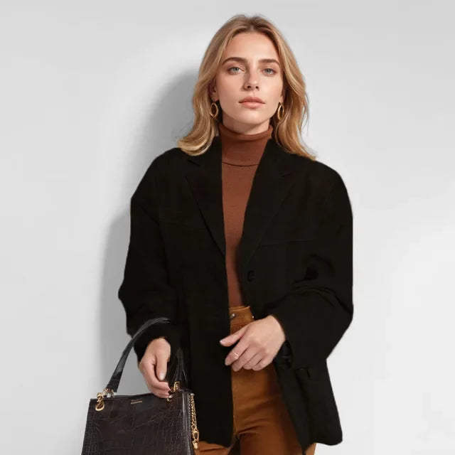 Suède Leren Blazer Bruin