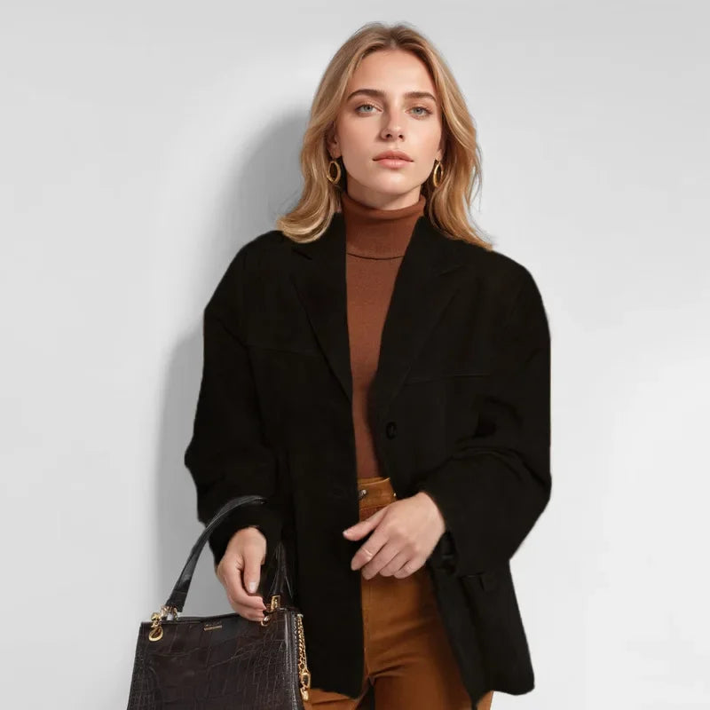 Suède Leren Blazer Bruin