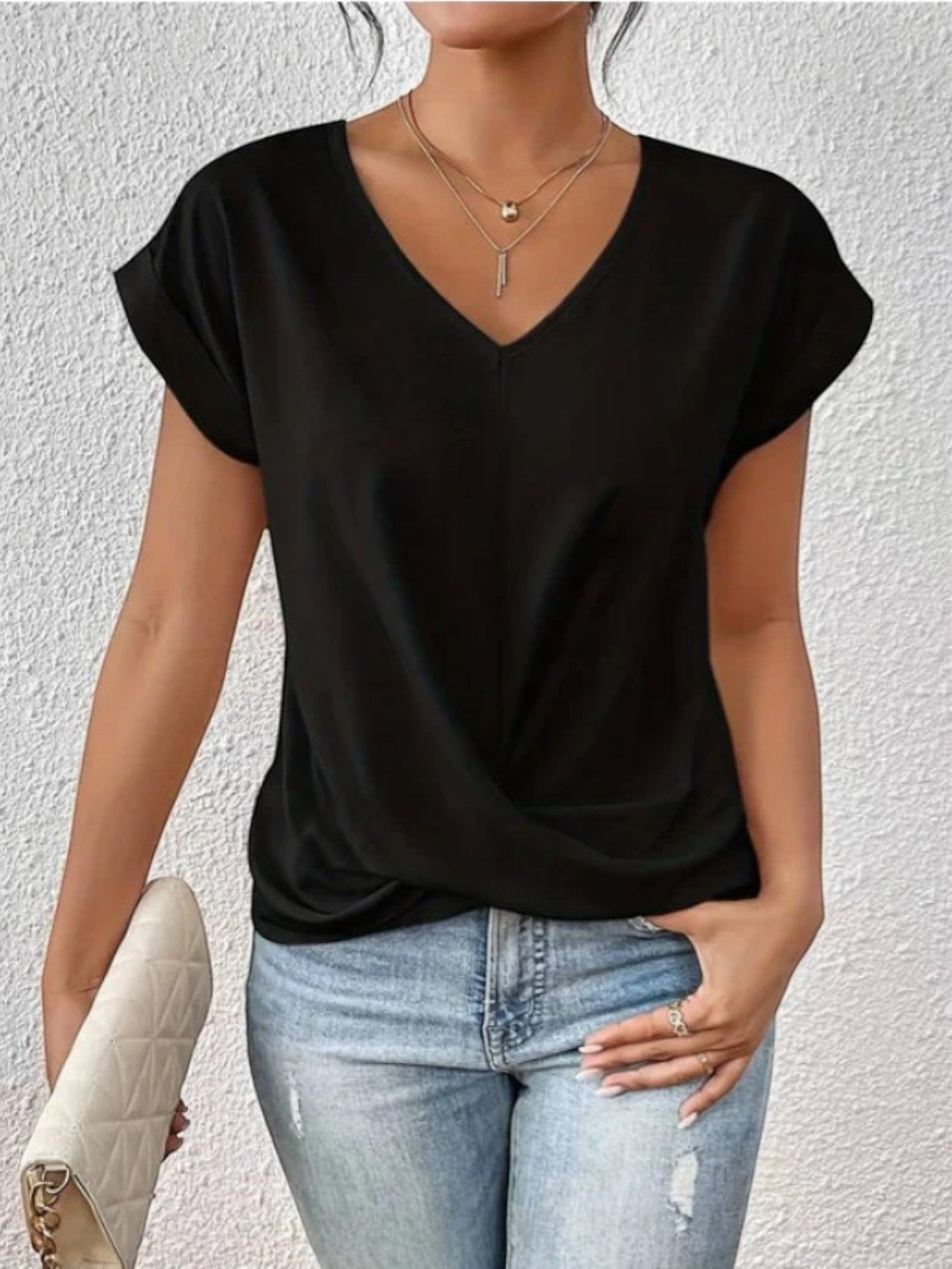 Ophélie | Casual V-hals Zomer Blouse Voor Vrouwen | Korte Mouw