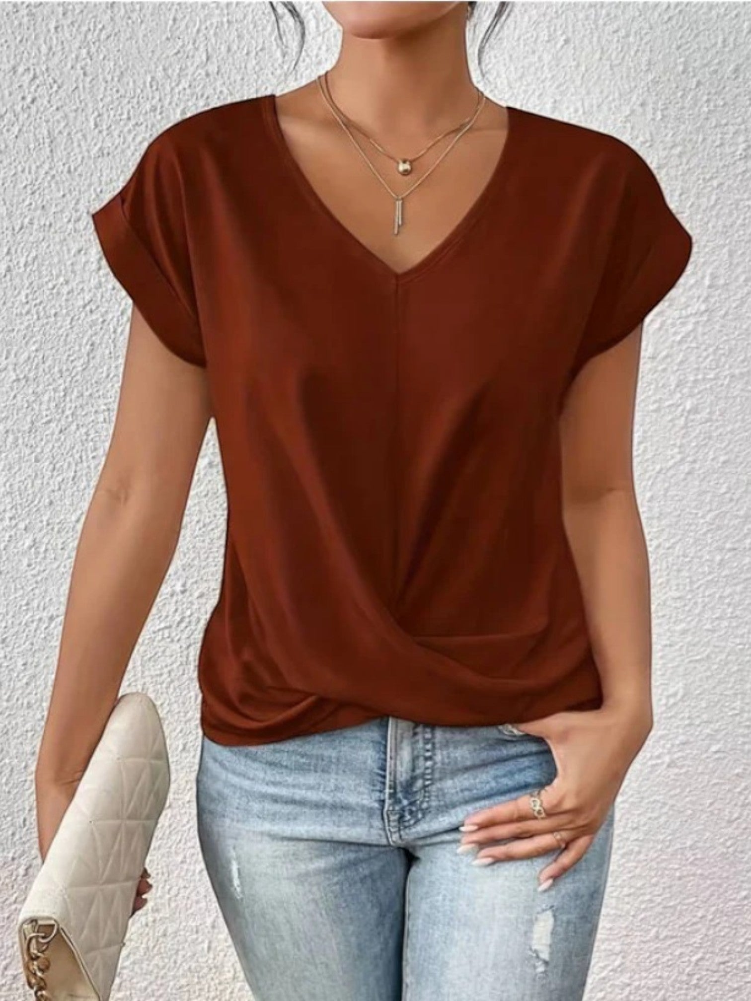 Ophélie | Casual V-hals Zomer Blouse Voor Vrouwen | Korte Mouw