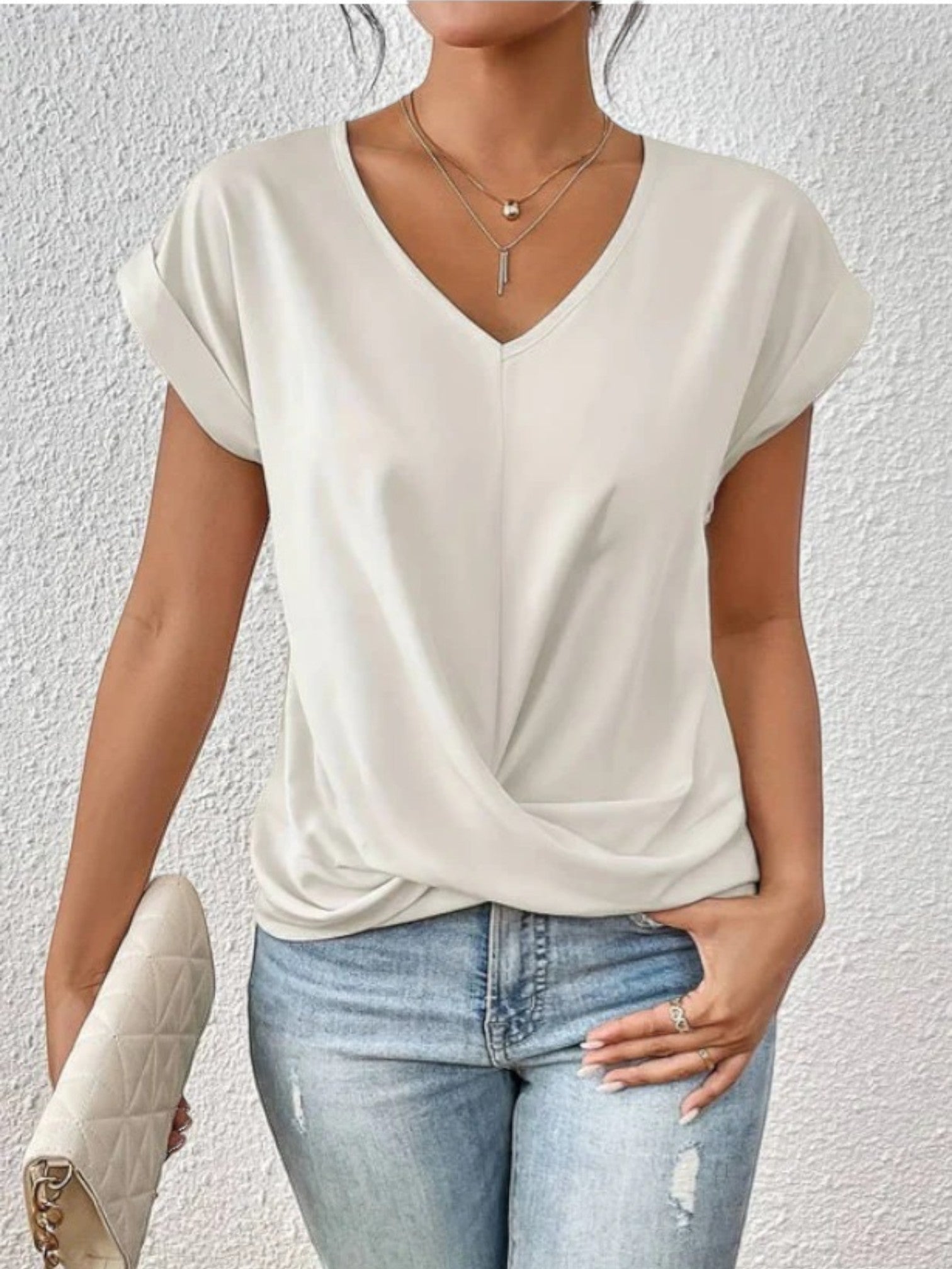 Ophélie | Casual V-hals Zomer Blouse Voor Vrouwen | Korte Mouw
