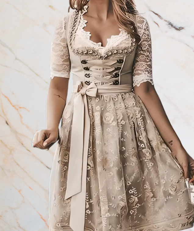 Feestelijke Oktoberfest Dirndl-Jurk | Beige