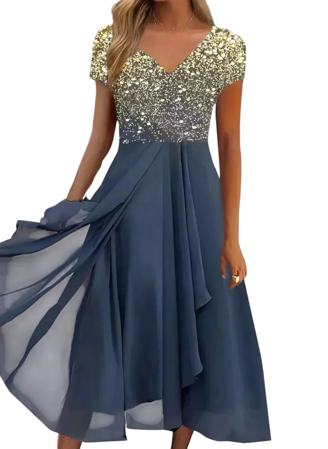 Chiffon Feestjurk Met V-hals