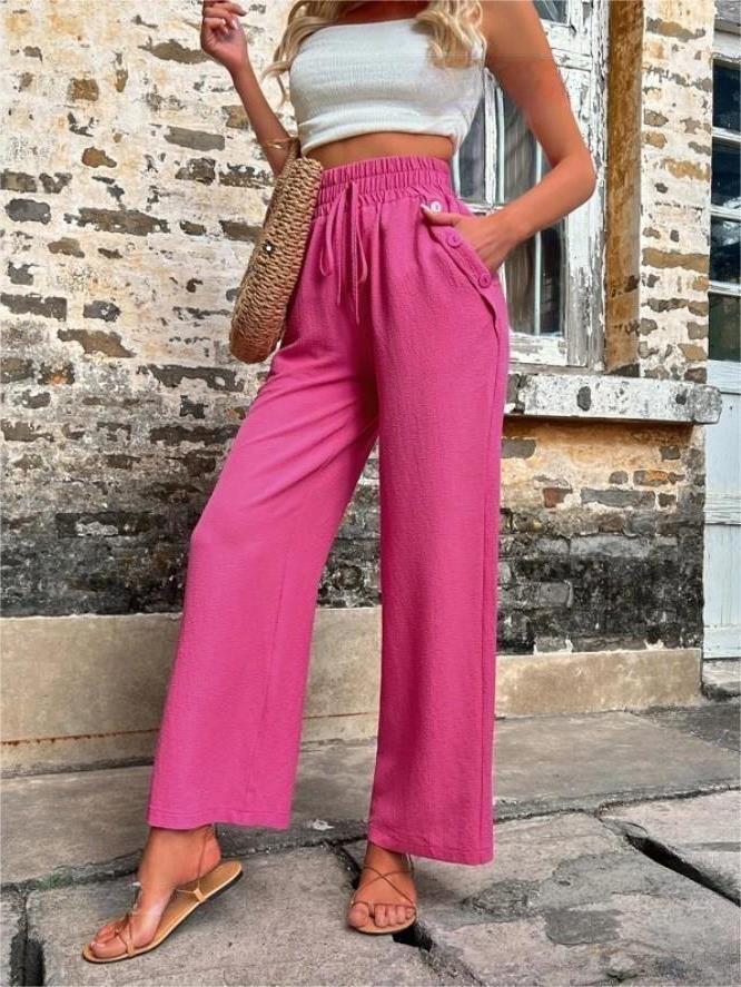 Wijde Linnen Broek Met Hoge taille Dames