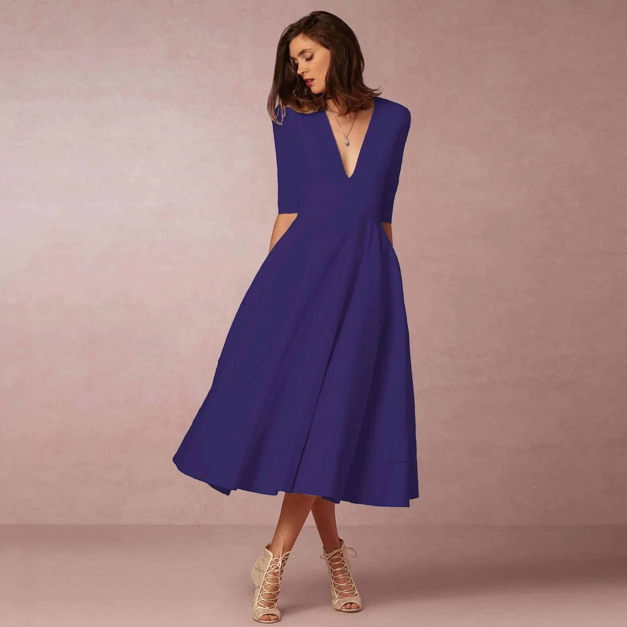 Delphine | Midi V-hals Jurk