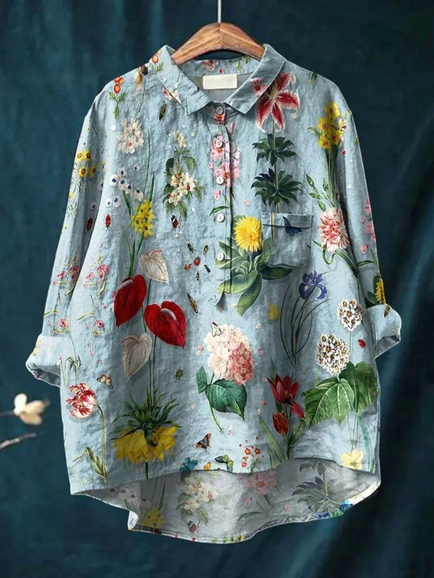 Malia | Zomershirt Met Bloemenprint | Lange Mouwen