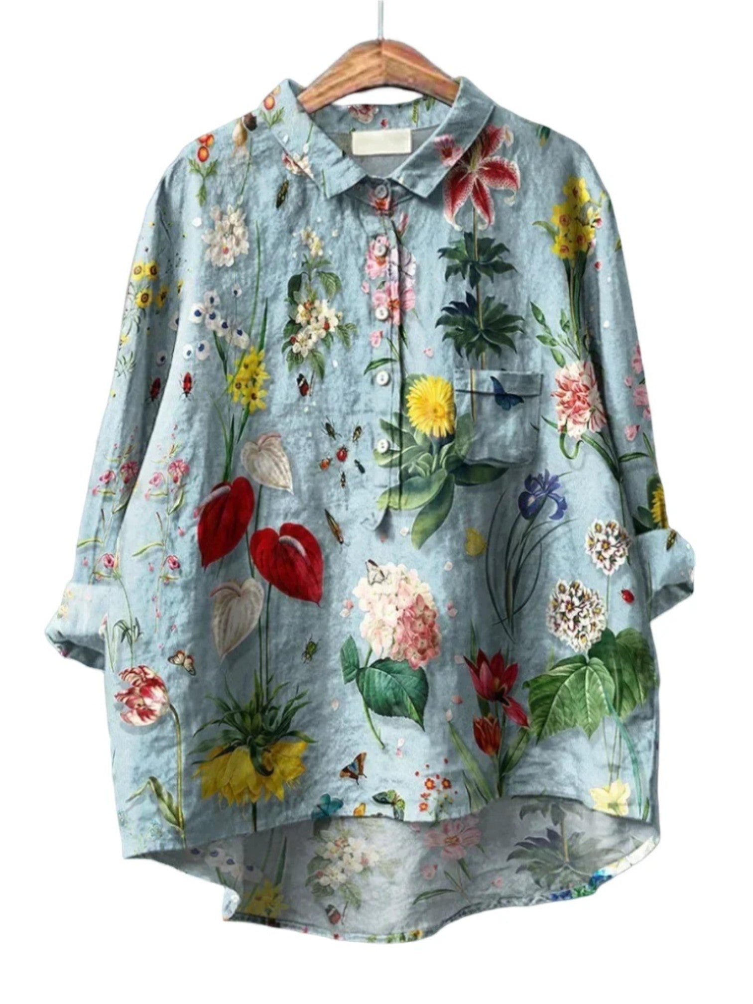 Malia | Zomershirt Met Bloemenprint | Lange Mouwen
