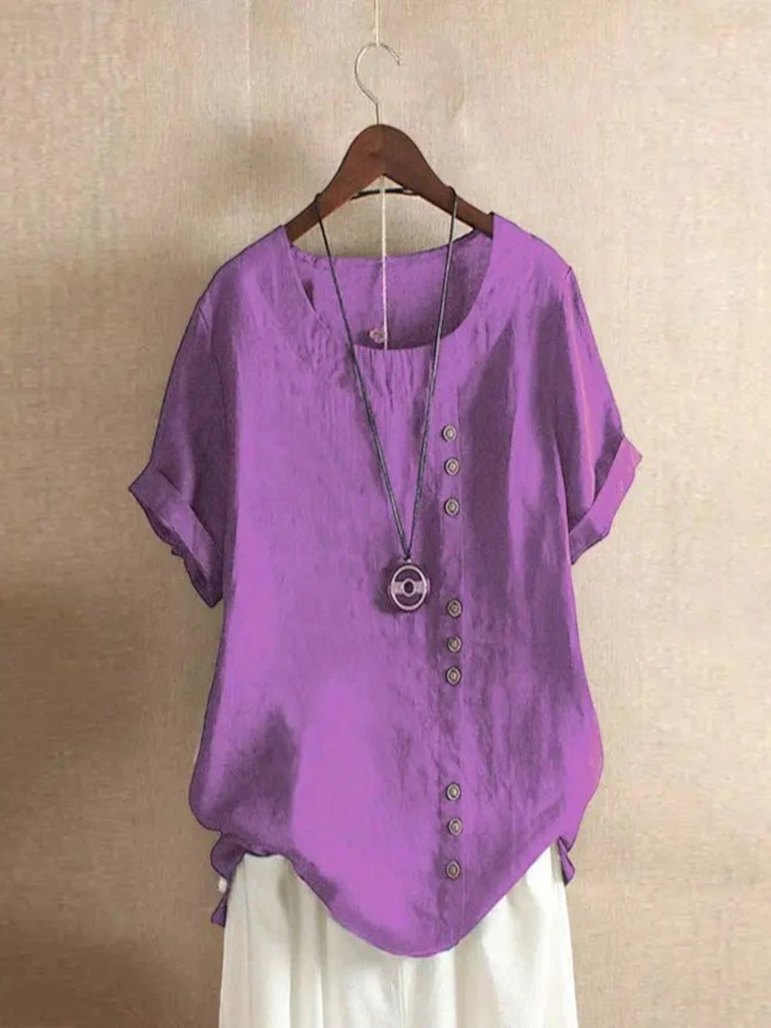 Liora | Zomerblouse Met Ronde Hals | Korte Mouwen