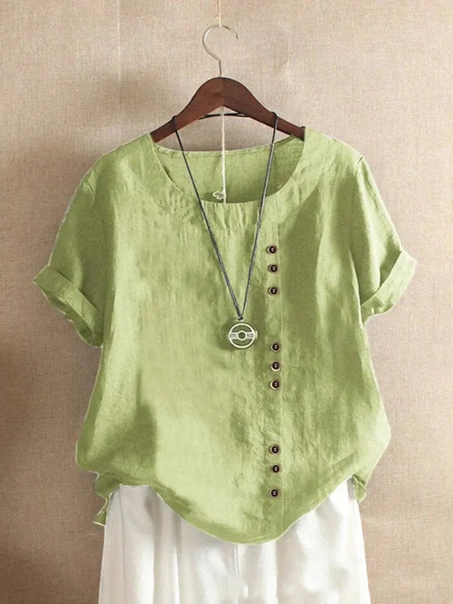 Liora | Zomerblouse Met Ronde Hals | Korte Mouwen
