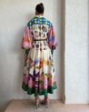 Zara - Lange Vintage Jurk Met Kleurrijke Print Dames