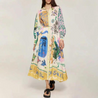 Zara - Lange Vintage Jurk Met Kleurrijke Print Dames