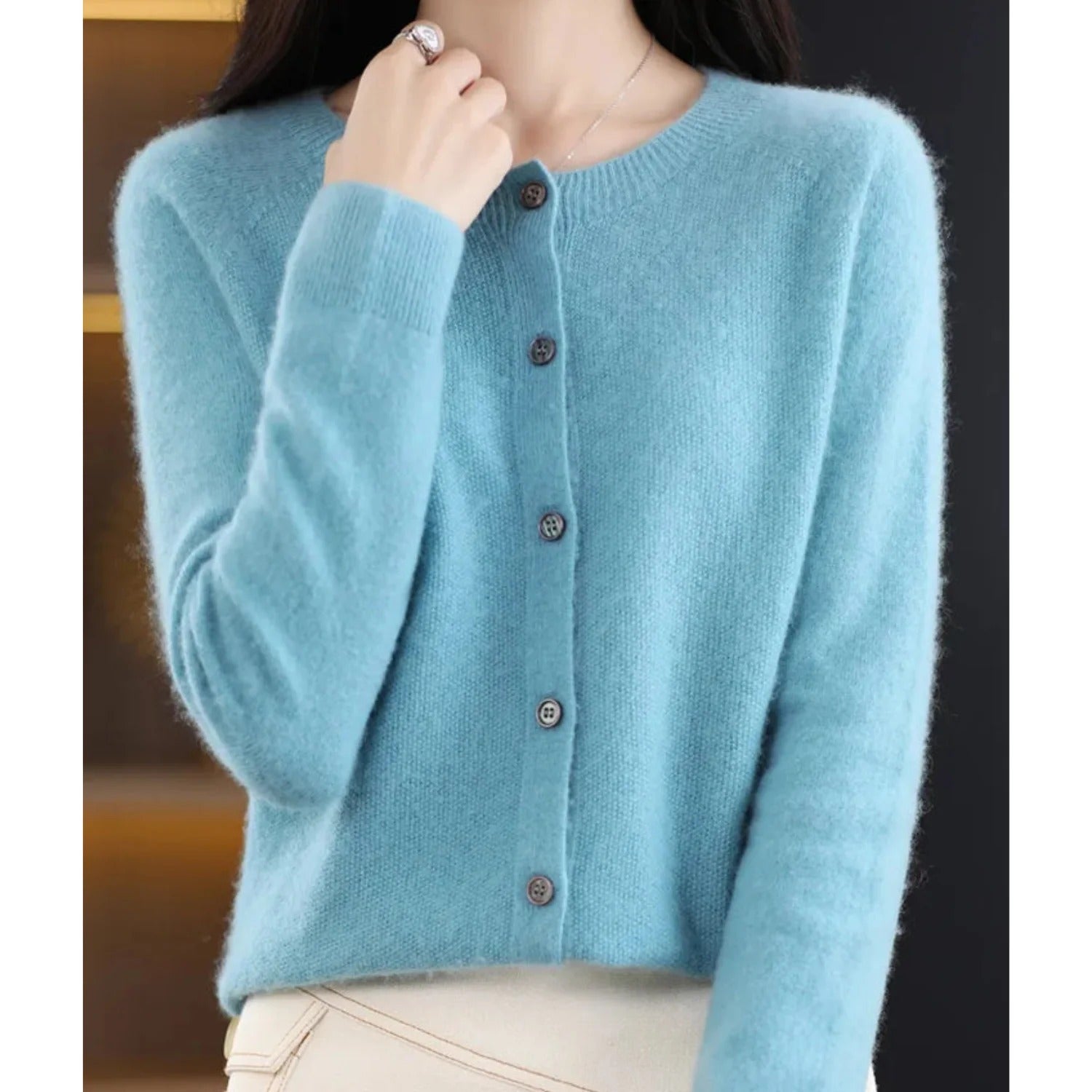 Gebreid Vest Met Lange Mouwen | Knoopsluiting