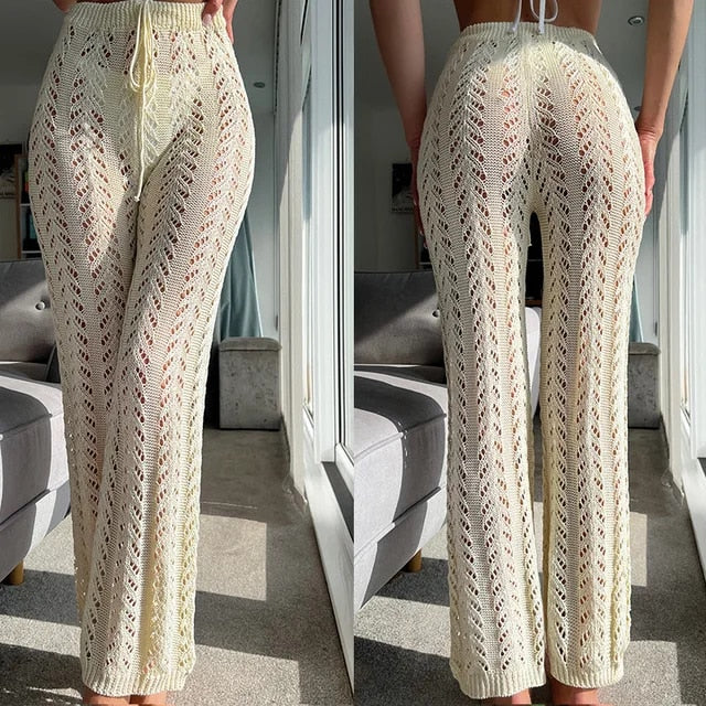 Comfortabele Cover-Up Strandbroek Met Hoge Taille