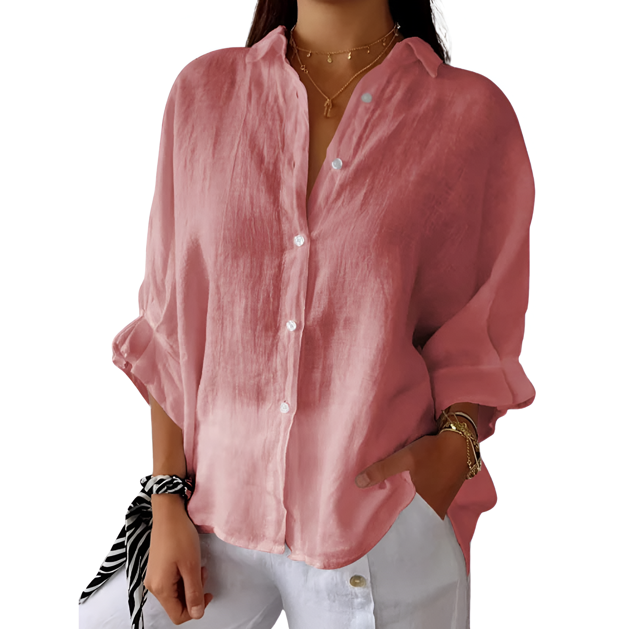 Stijlvol Linnen Dames Blouse Lange Mouwen