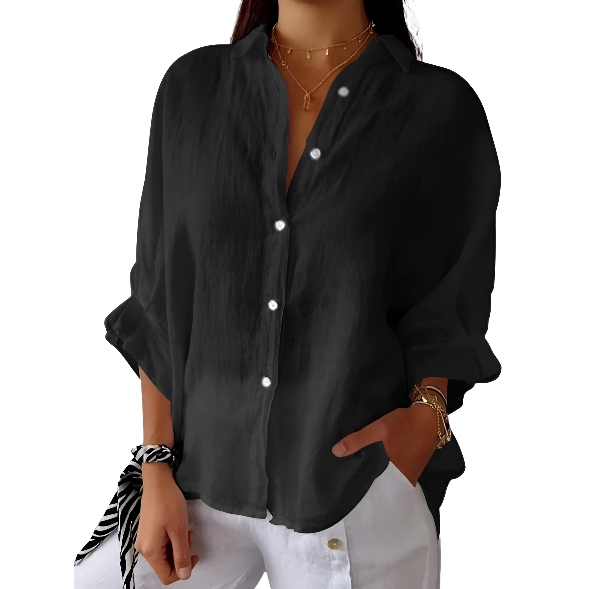 Stijlvol Linnen Dames Blouse Lange Mouwen