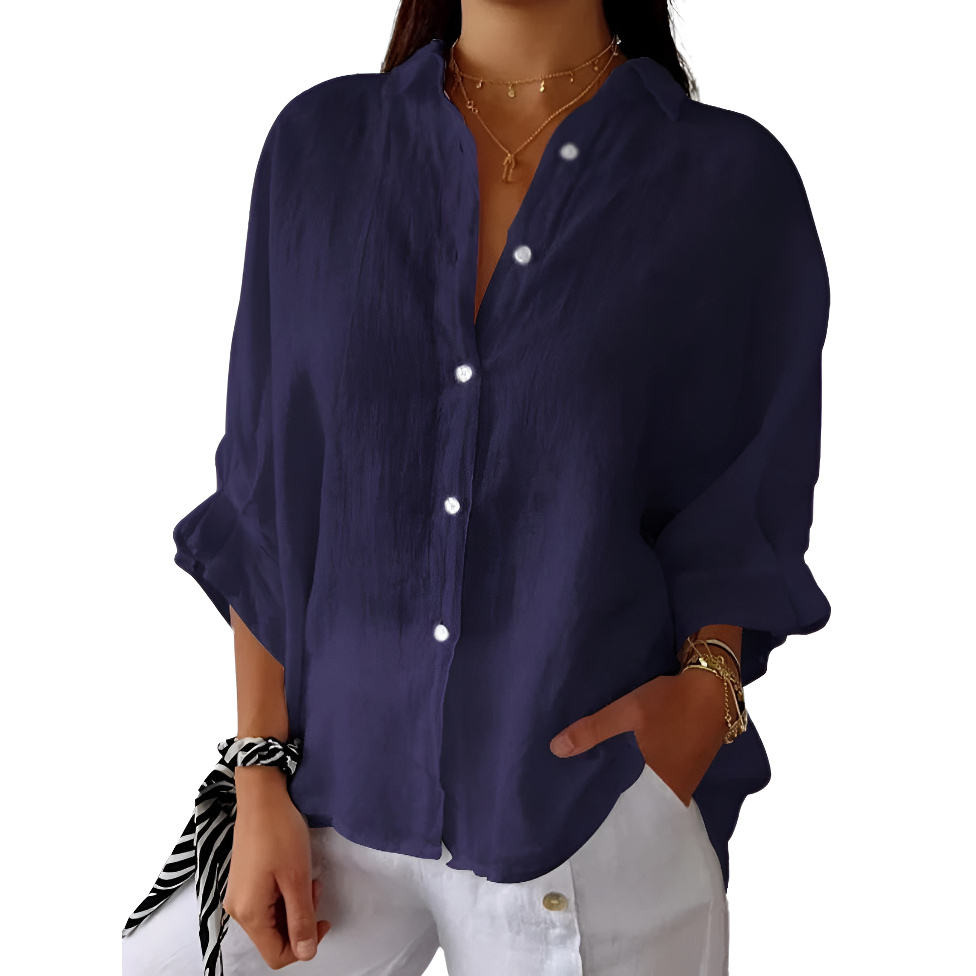 Stijlvol Linnen Dames Blouse Lange Mouwen
