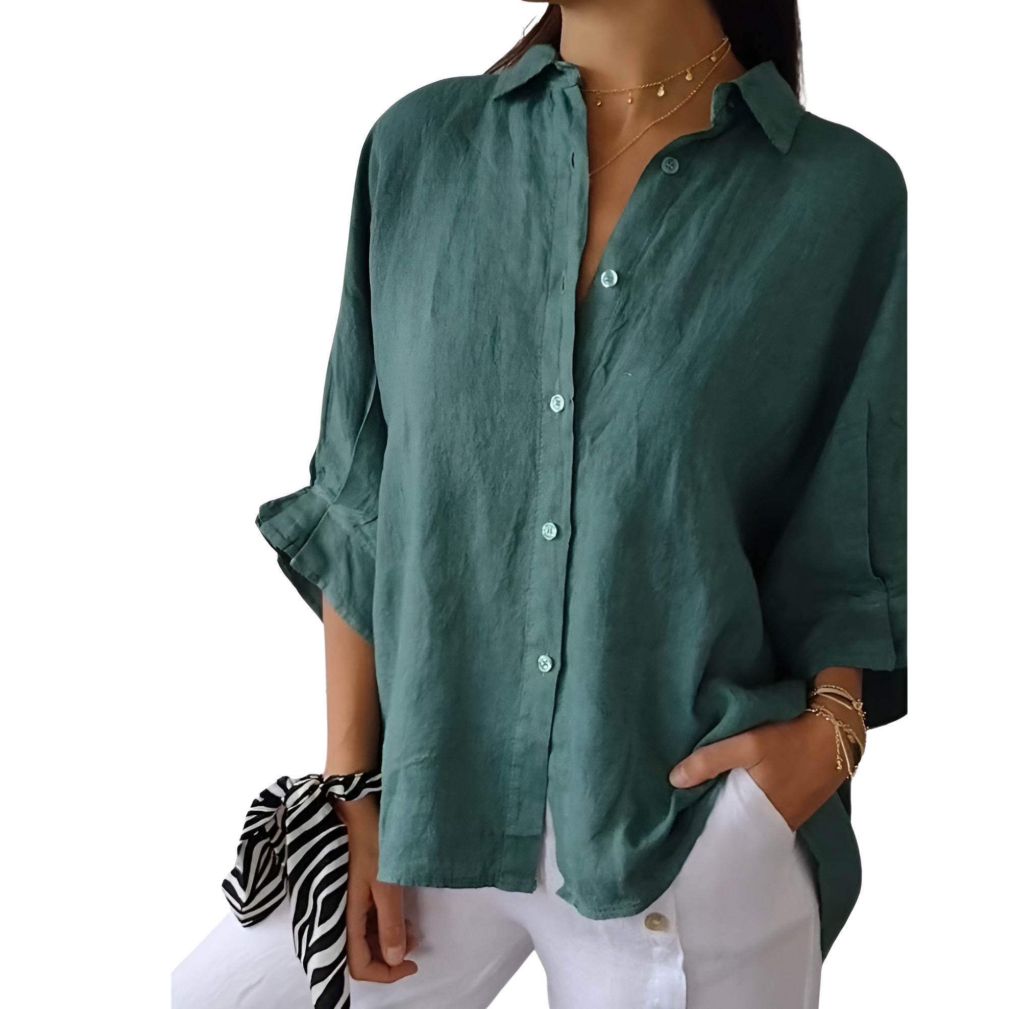 Stijlvol Linnen Dames Blouse Lange Mouwen
