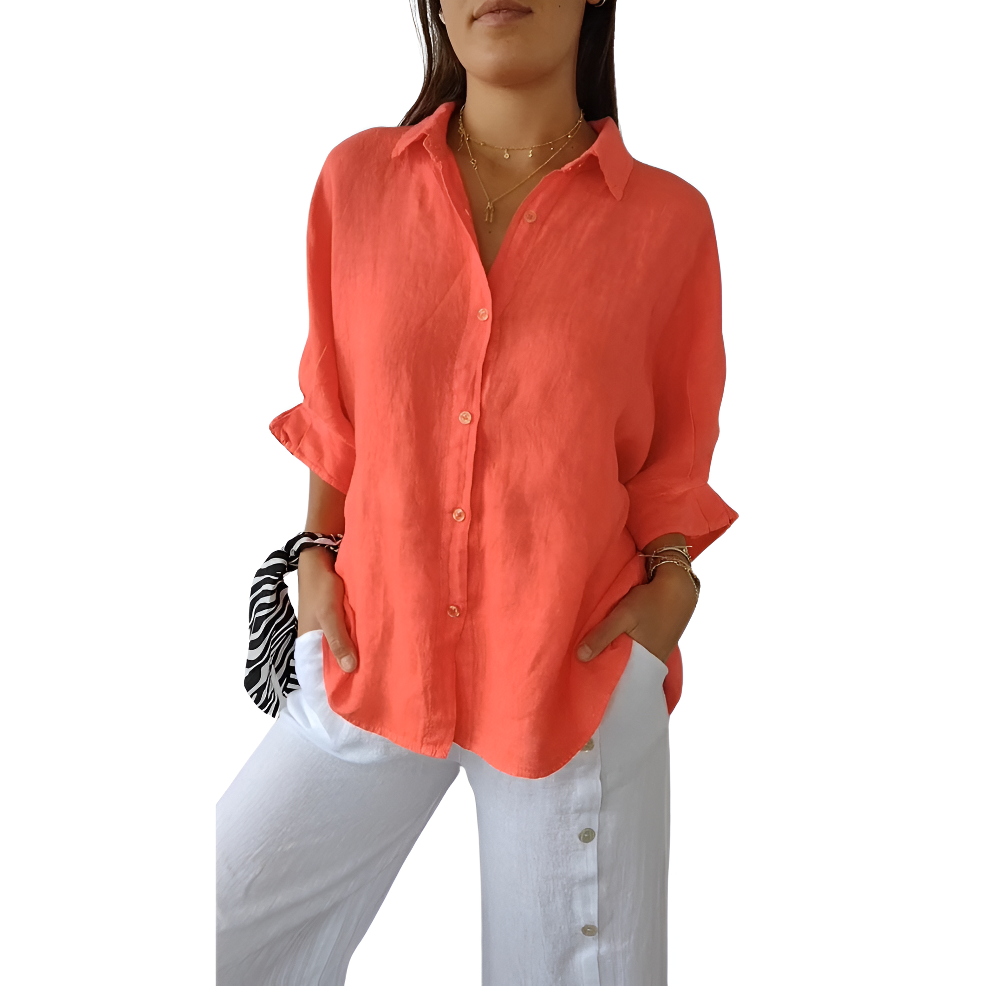 Stijlvol Linnen Dames Blouse Lange Mouwen