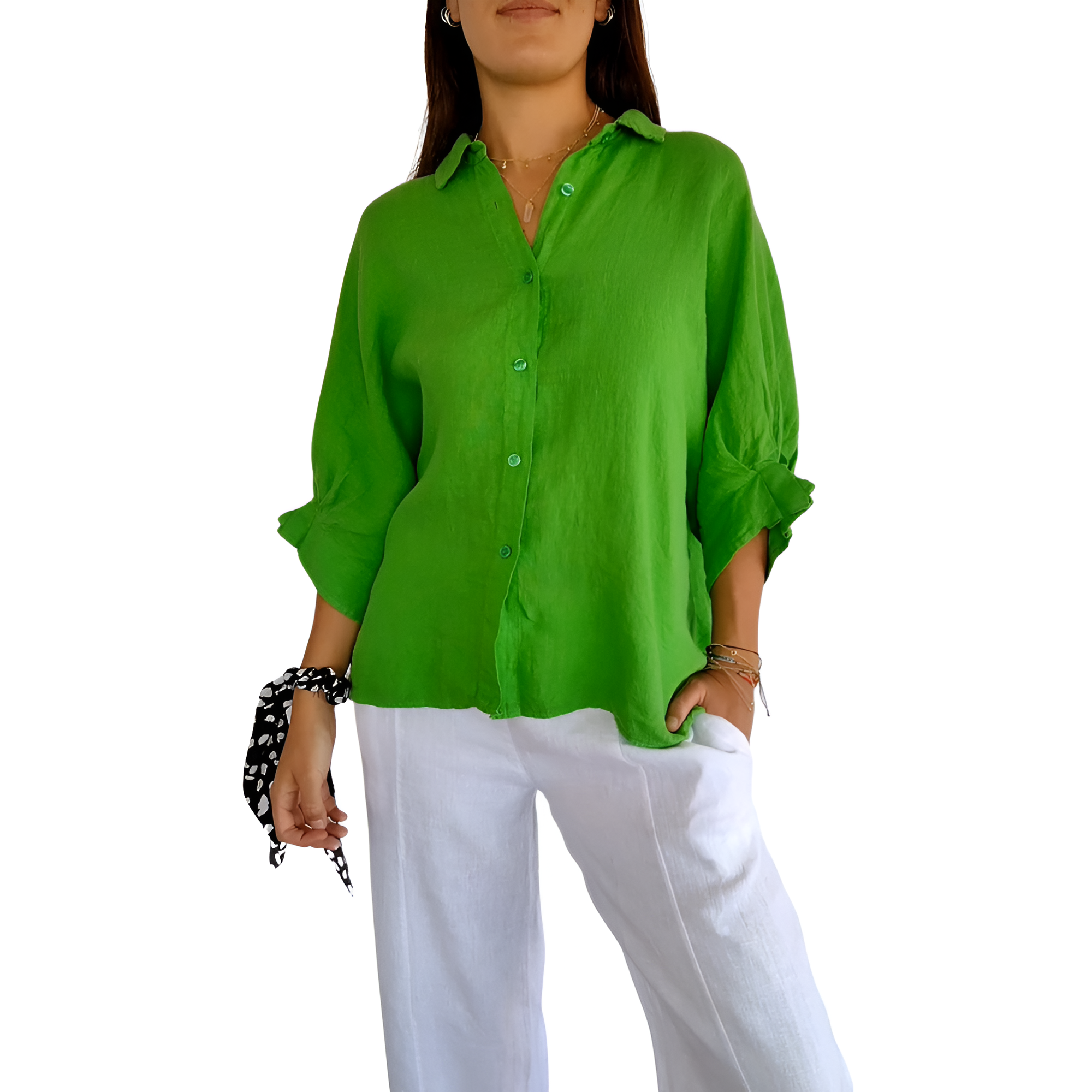 Stijlvol Linnen Dames Blouse Lange Mouwen