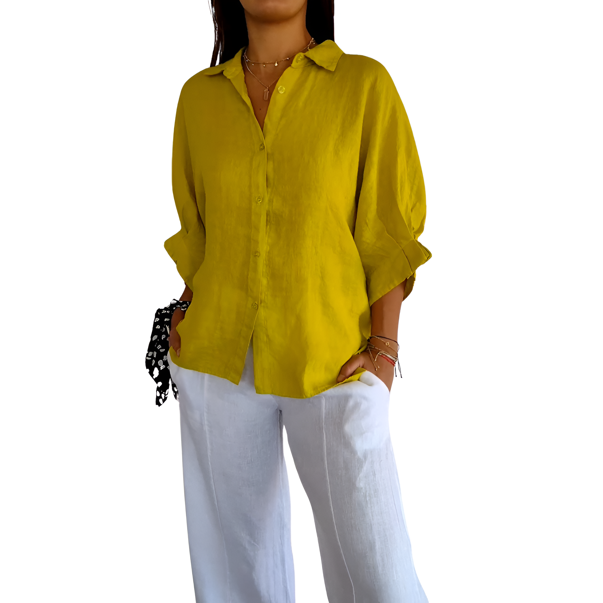 Stijlvol Linnen Dames Blouse Lange Mouwen