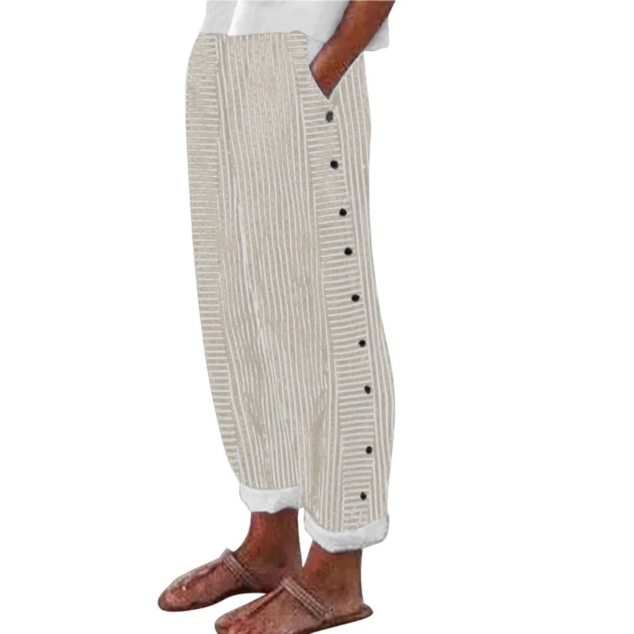 Amira | Gestreepte Broek Met Hoge Taille