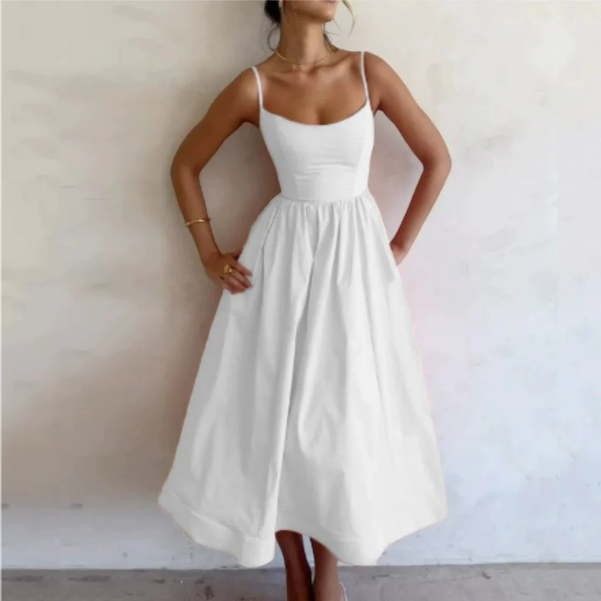 Amanda | Mouwloze Zomerjurk | Midi
