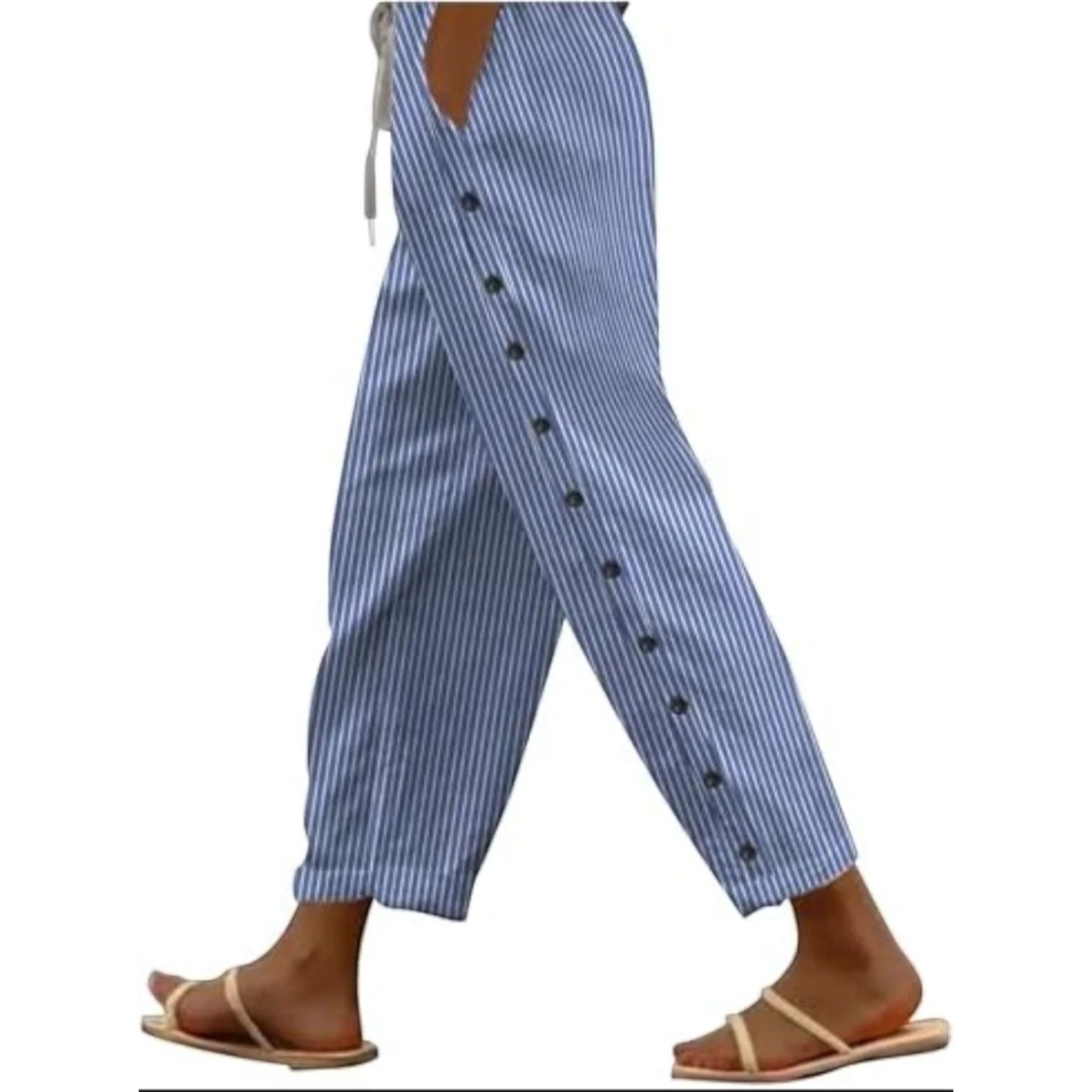 Amira | Gestreepte Broek Met Hoge Taille