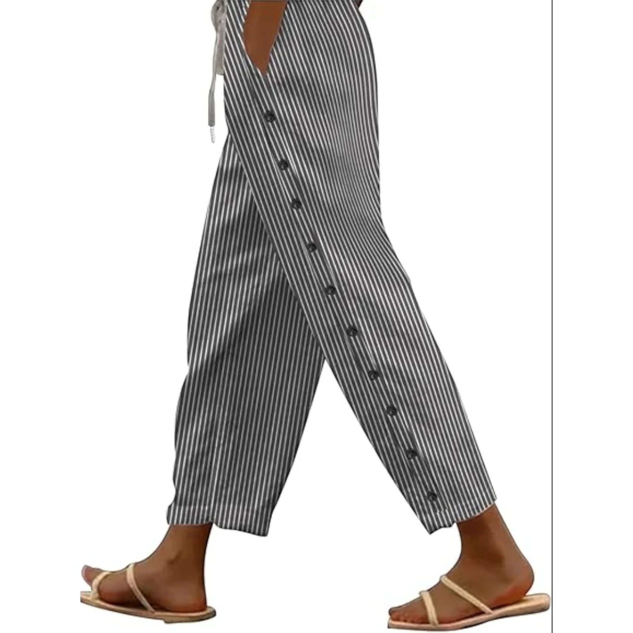 Amira | Gestreepte Broek Met Hoge Taille