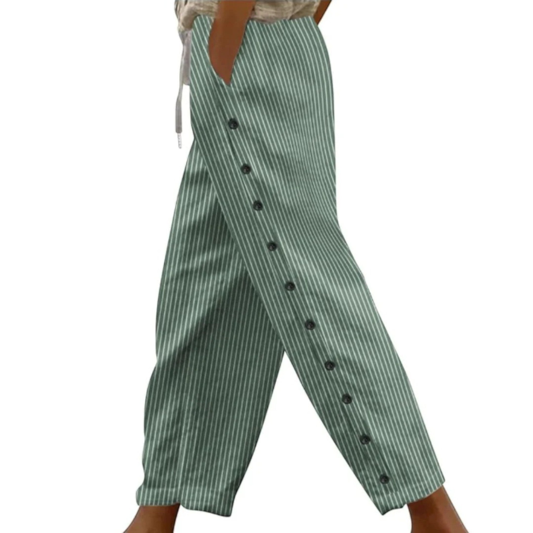 Amira | Gestreepte Broek Met Hoge Taille