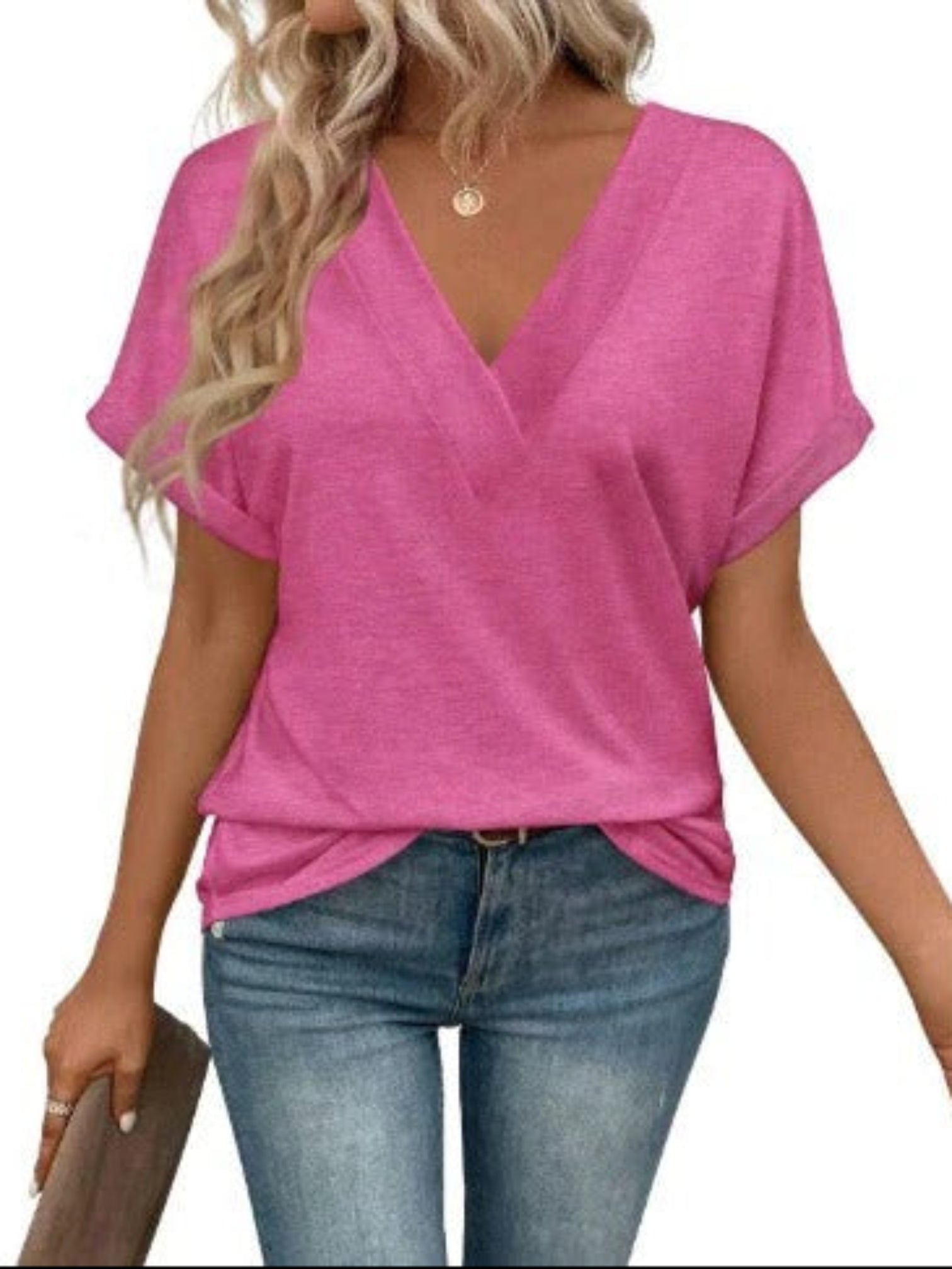 Zomerblouse Met V-hals | Korte Mouw