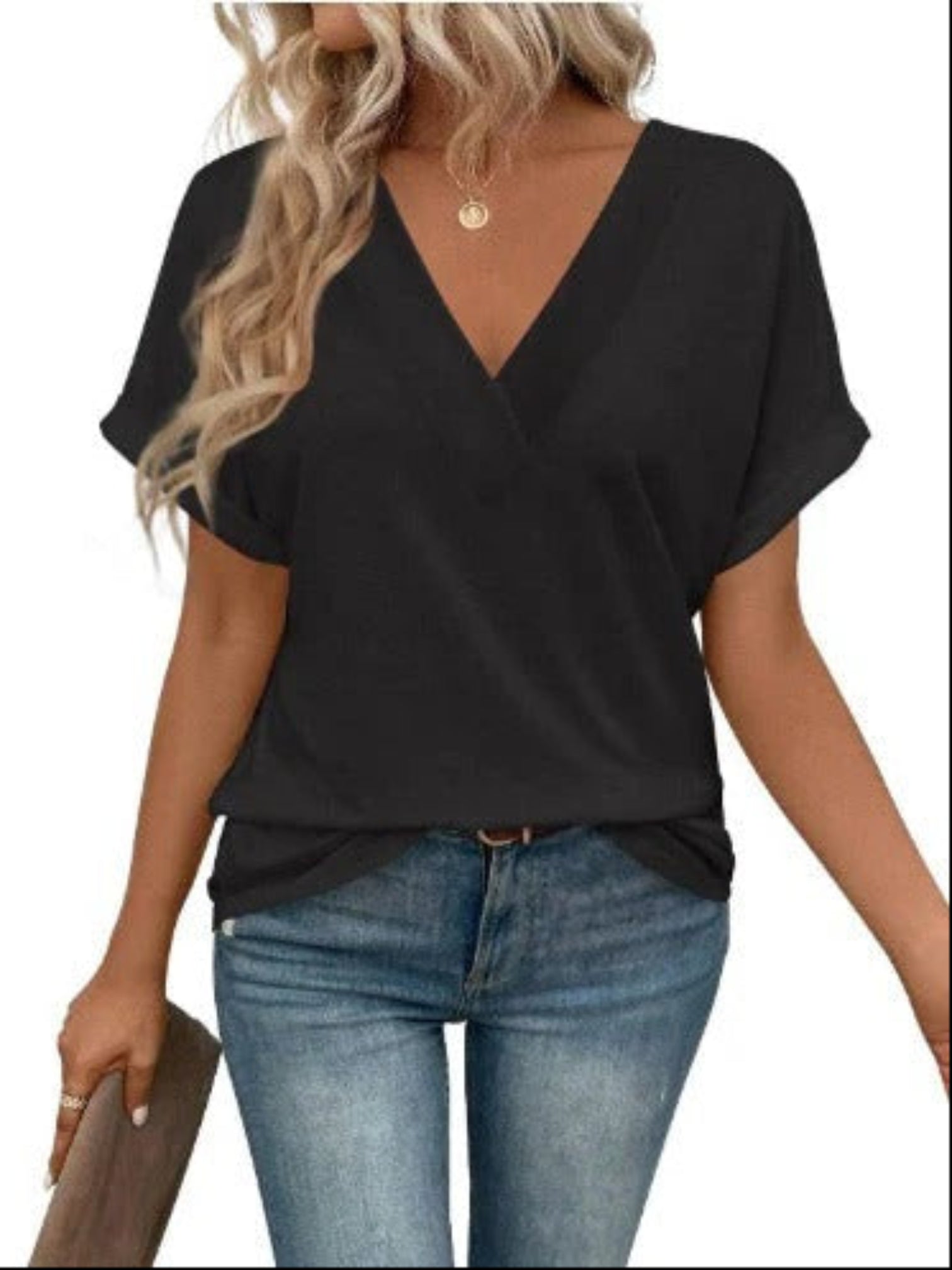 Zomerblouse Met V-hals | Korte Mouw