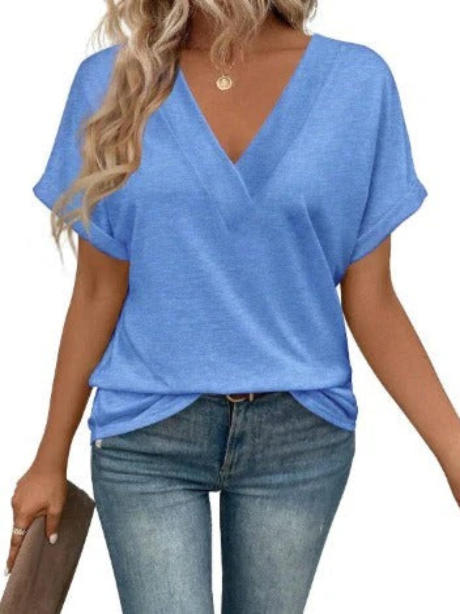 Zomerblouse Met V-hals | Korte Mouw