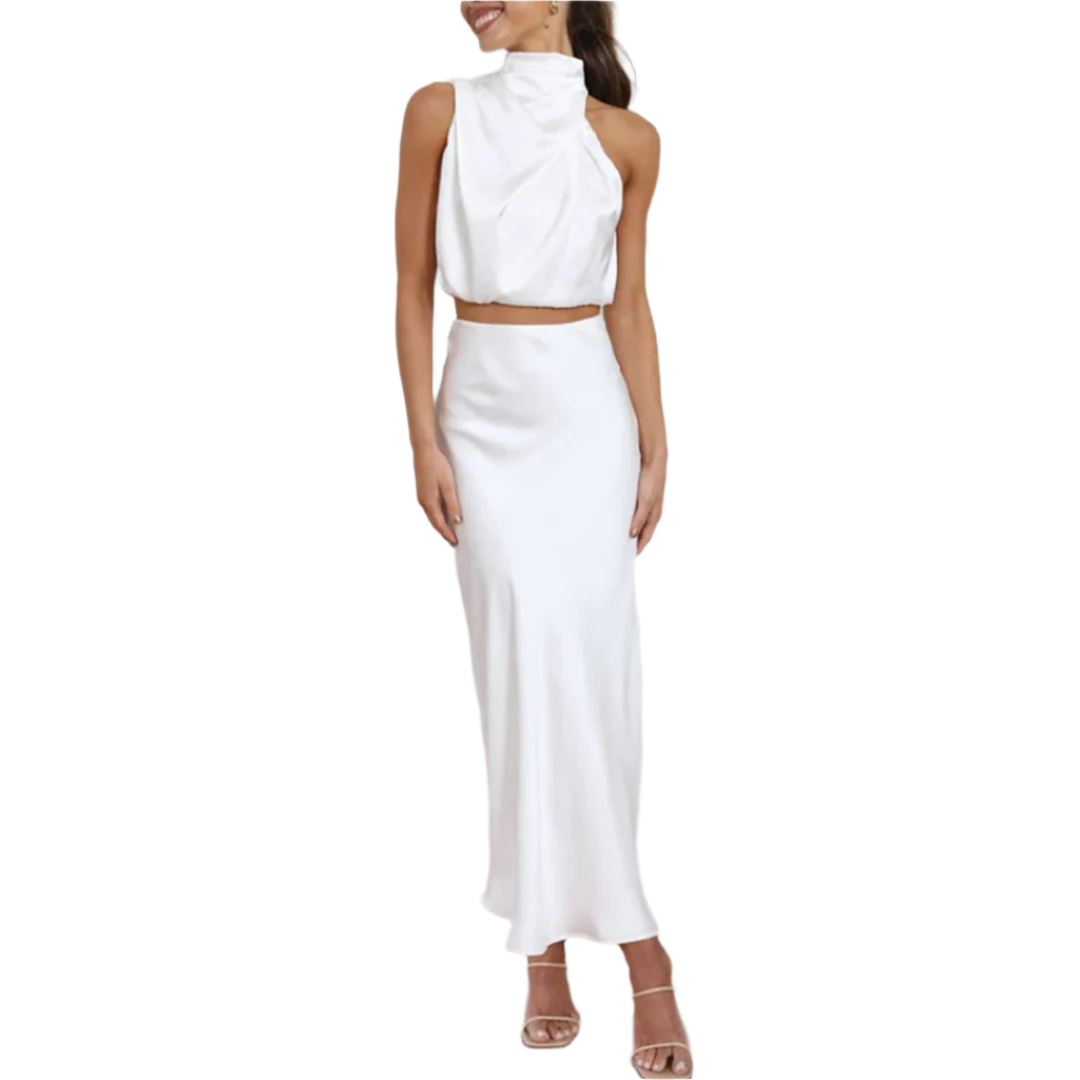 2-Delige Satijnen Set Maxi Rok & Top