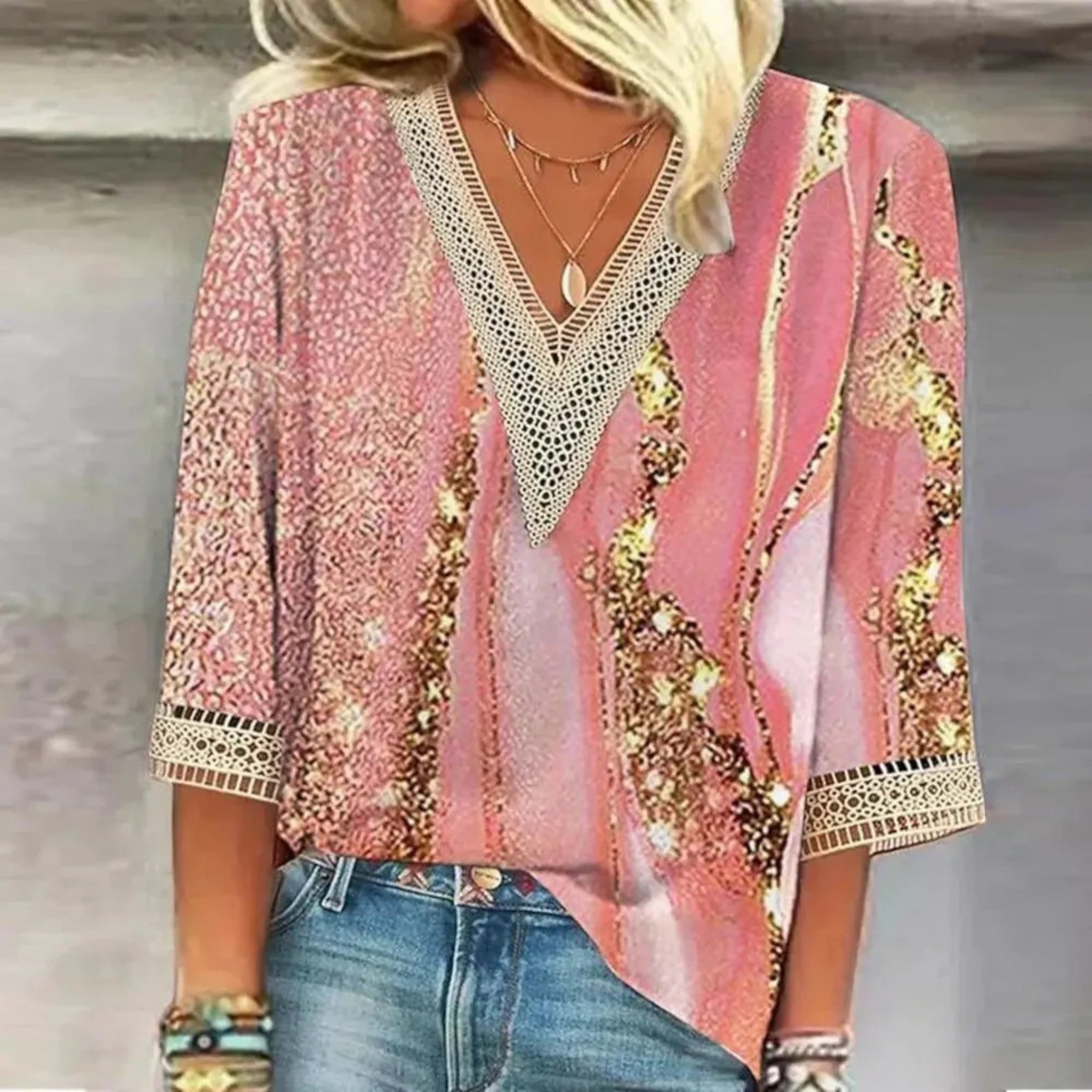 Coralie | Boheemse Blouse Met V-hals | Zomer