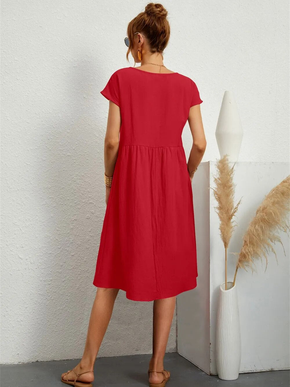 Midi Zomerjurk Met Korte Mouwen
