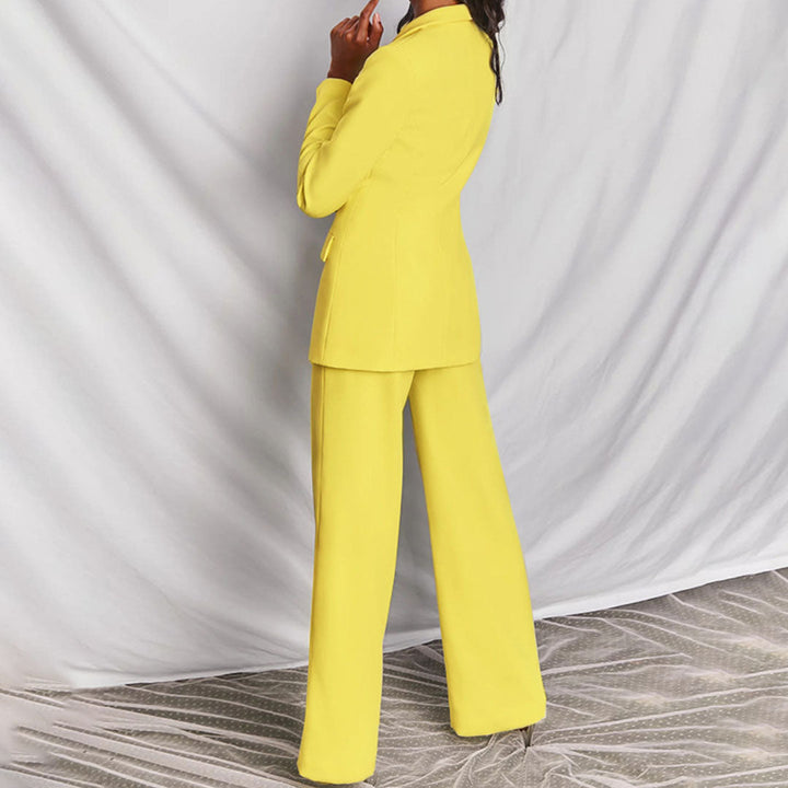2-delige damespak blazer & broek met wijde pijpen