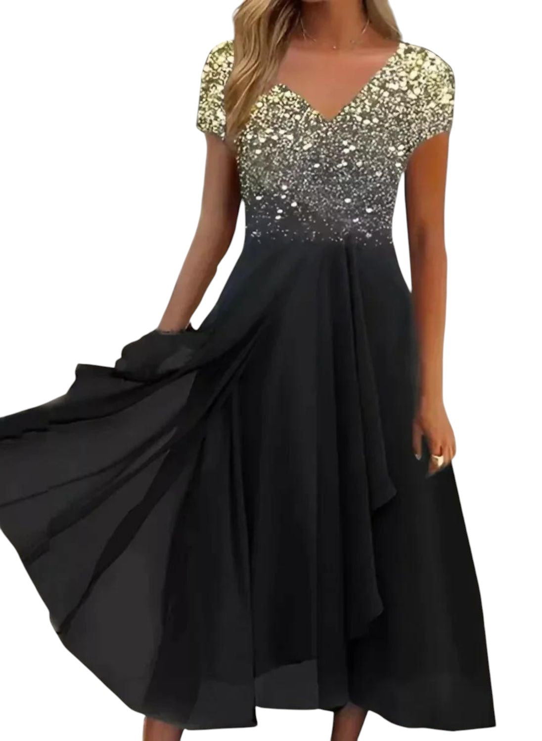 Chiffon Feestjurk Met V-hals