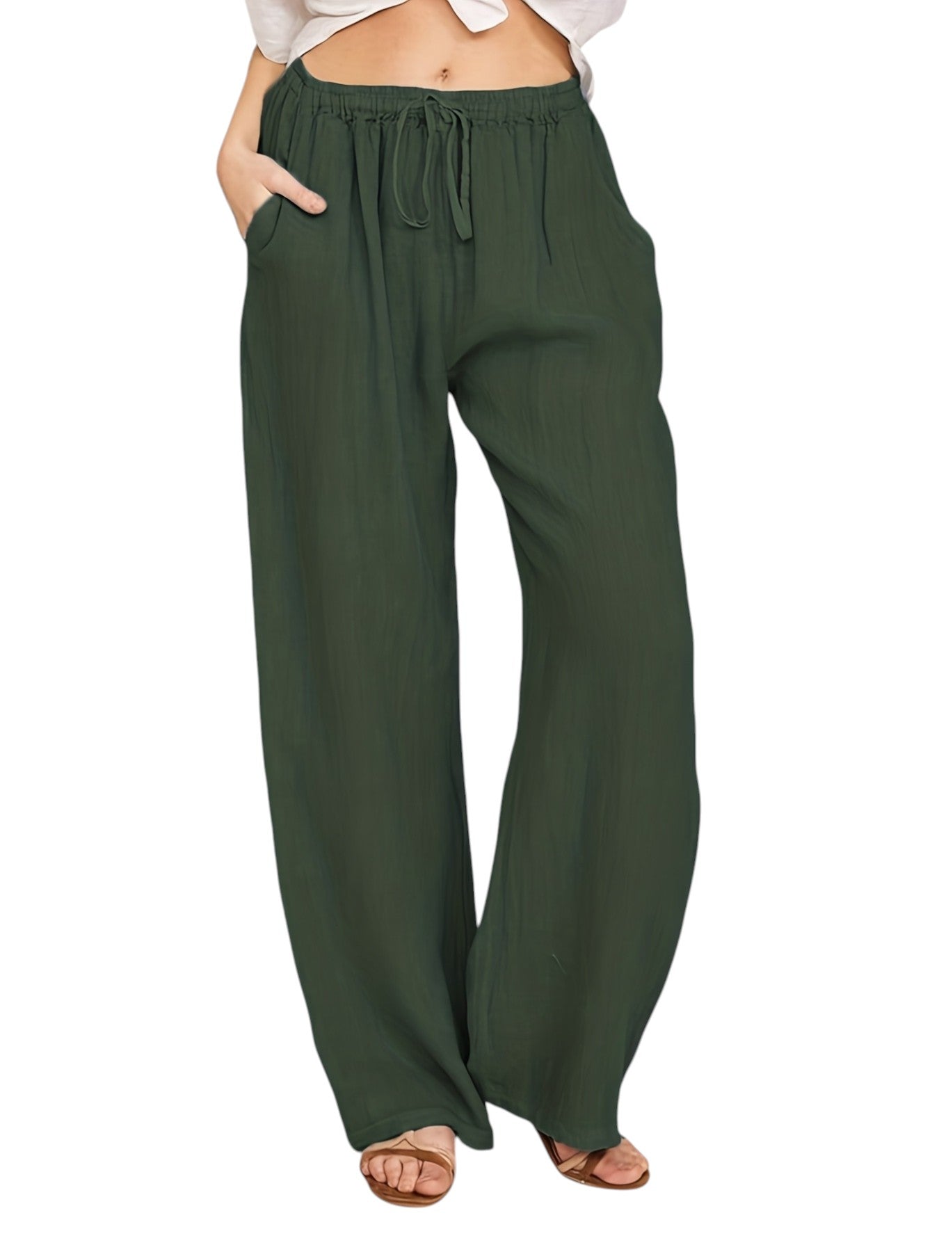 Wijde Dames Broek Met Hoge Taille
