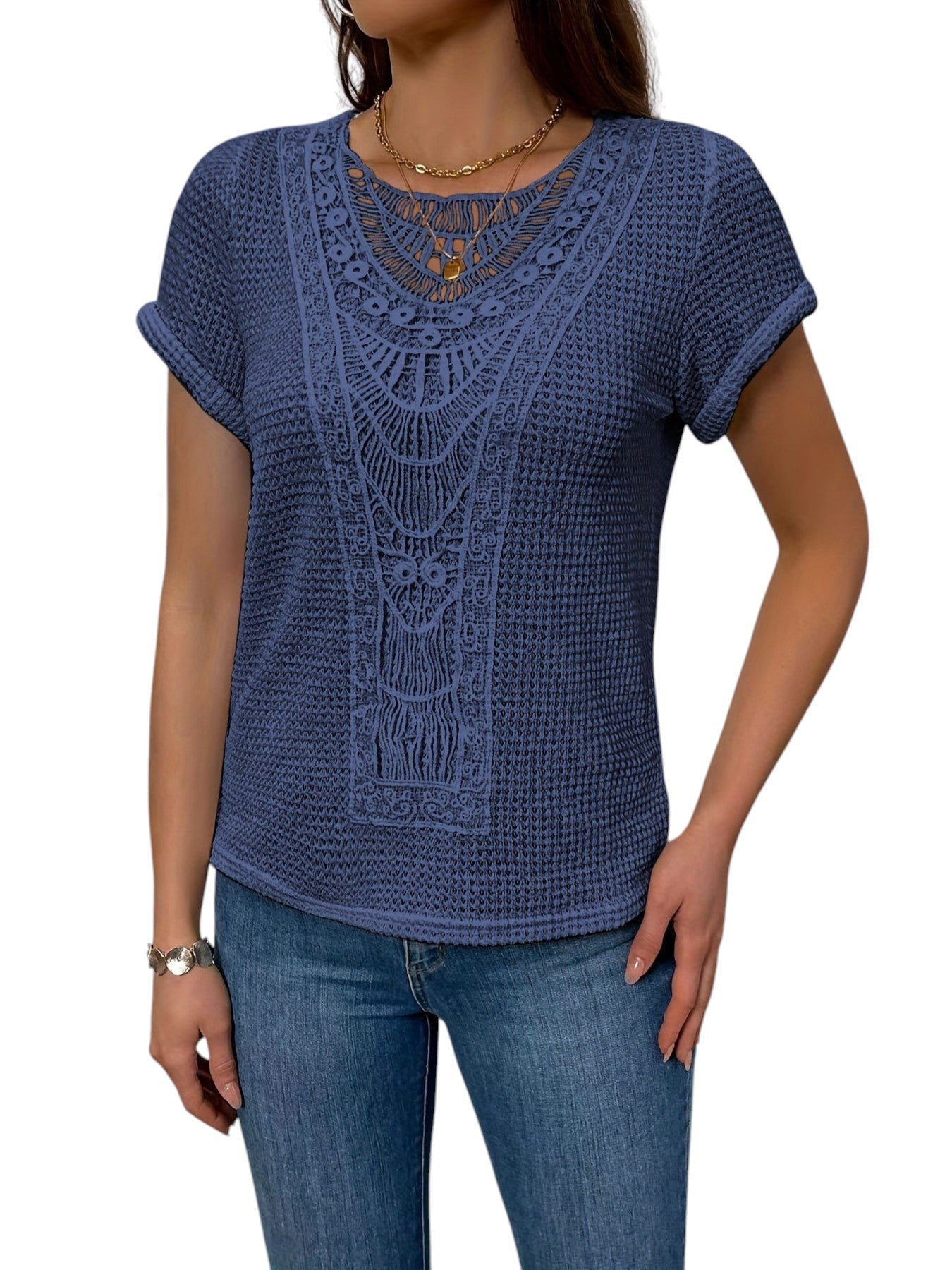 Zomerse Dames Top Met Korte Mouwen