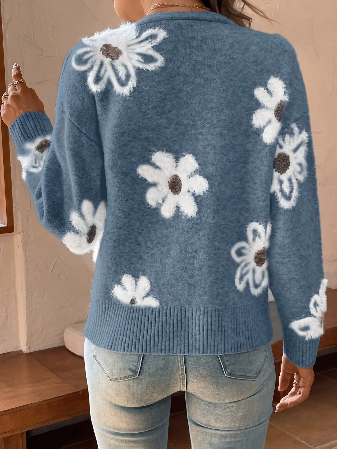 Gebreid Cardigan Vest Met Bloemen - Cindy