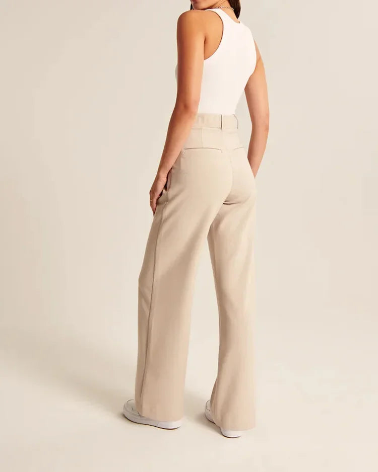 Elegante Pantalon Broek Met Hoge Taille Dames