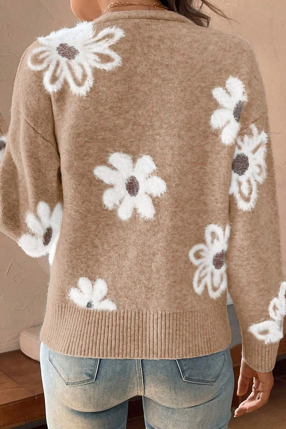Gebreid Cardigan Vest Met Bloemen - Cindy